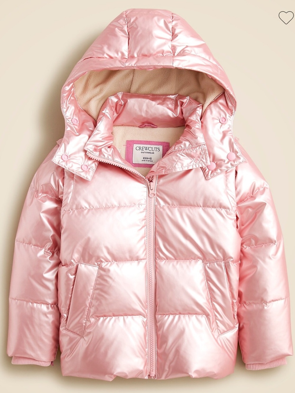 Crewcuts Girls' classic metallic puffer jacket with PrimaLoft Sz 8-9 Like New
